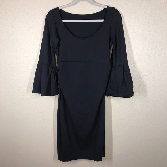 Soon Maternity Myra Black Ruffle Sleeve Maternity Dress - Picture 3 of 9